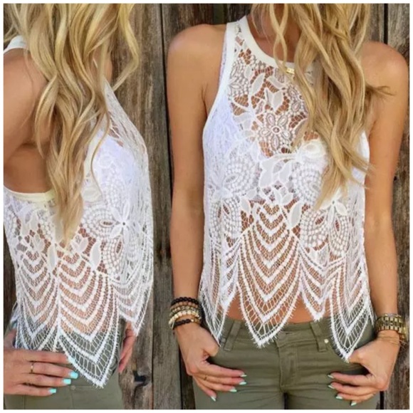 💕pretty white lace top💕 - Picture 3 of 8